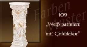 Farben Muster - Säulen Normal: 109 - Weiß Patiniert mit Golddekor