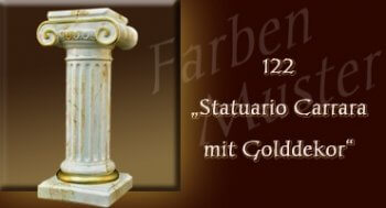 Farben Muster - Säulen Marmor Optik: 122 - Statuario Carrara mit Golddekor