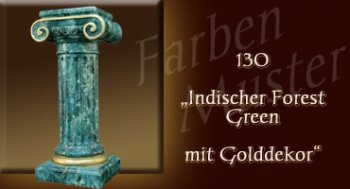 Farben Muster - Säulen Marmor Optik: 130 - Indischer Forest Green mit Golddekor