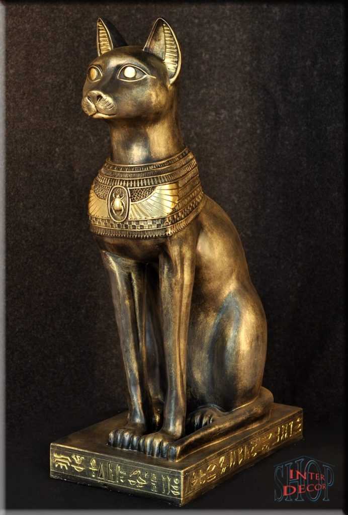 Große  Ägyptische Bastet Katze Skulptur Katzenfigur Göttin Gusseisen Neu ! 