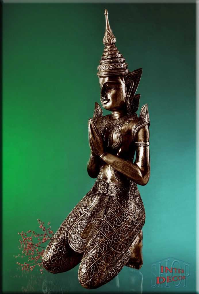 Thai Buddha Set Budda Figur Tempelwächter Feng Shui Lotussitz Statue Teelicht 