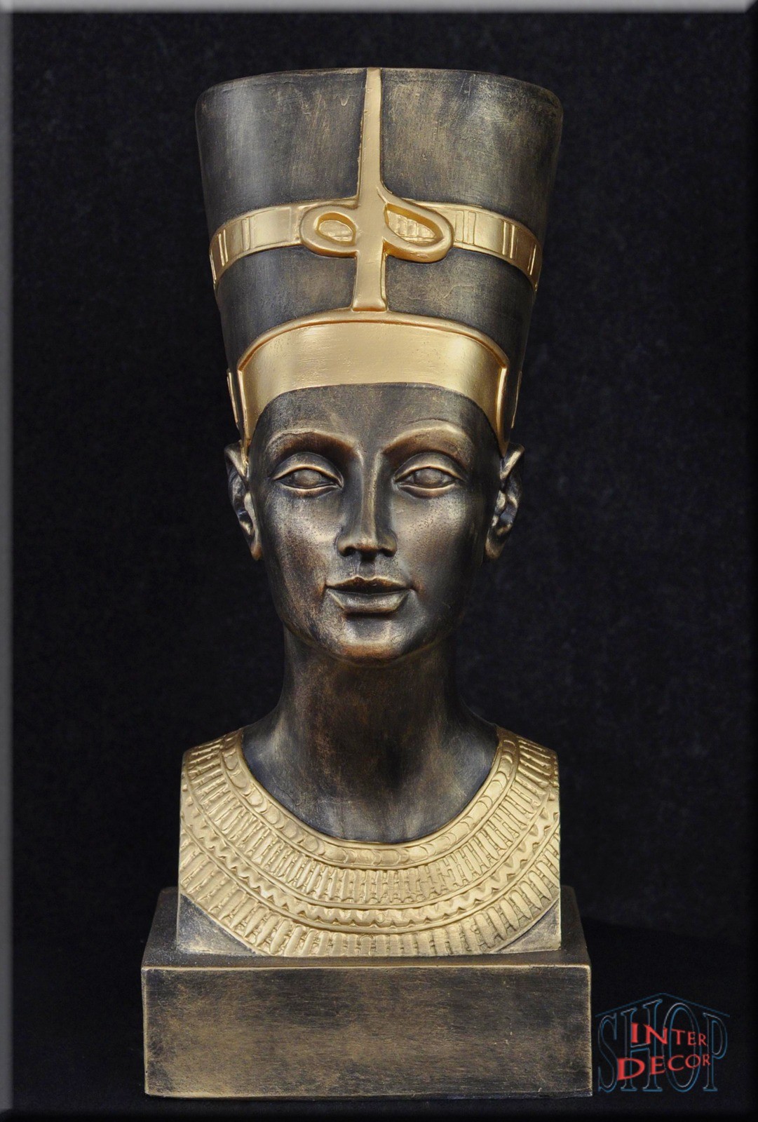 Ägypten Figur Büste Pharao" Nofretete" Statue Höhe 53cm Farbe:Bronze/Gold 