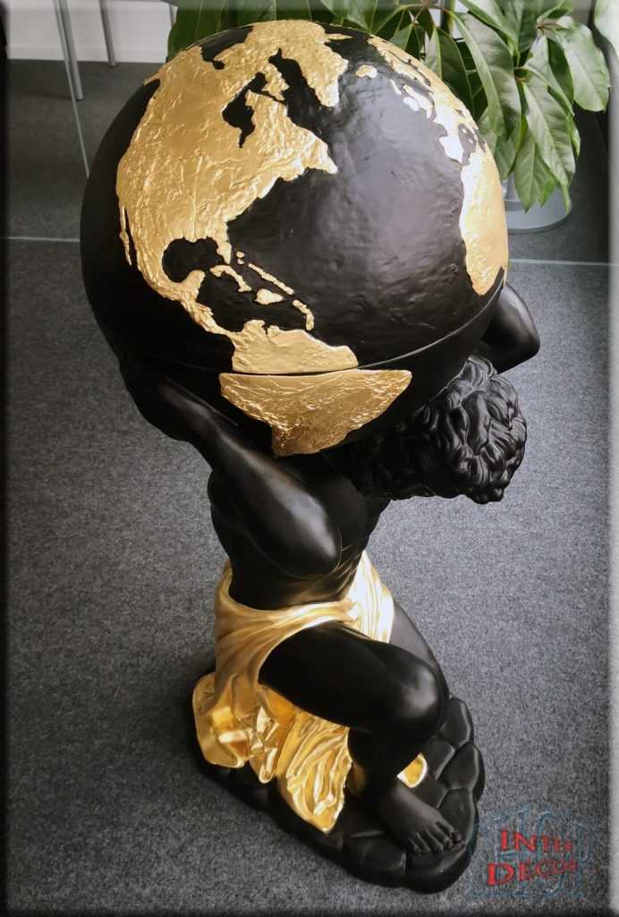 InterDecorShop Griechischer Minibar Atlas Bar Vitrine Figur Skulptur Globus Welt