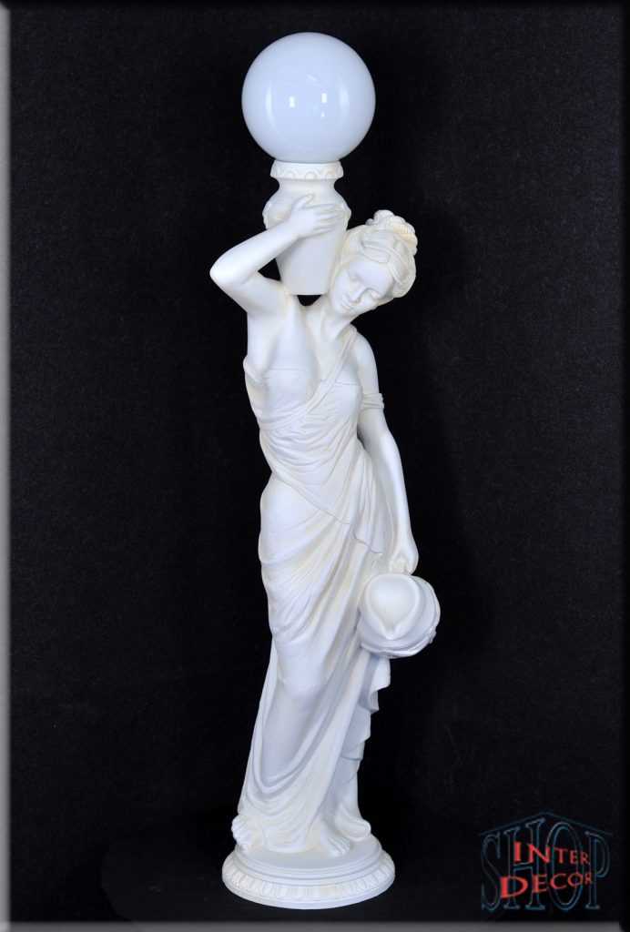 Büste Tischlampe Art Deco Frauenbüste Dame mit Fächer Leuchte Antik Skulptur 