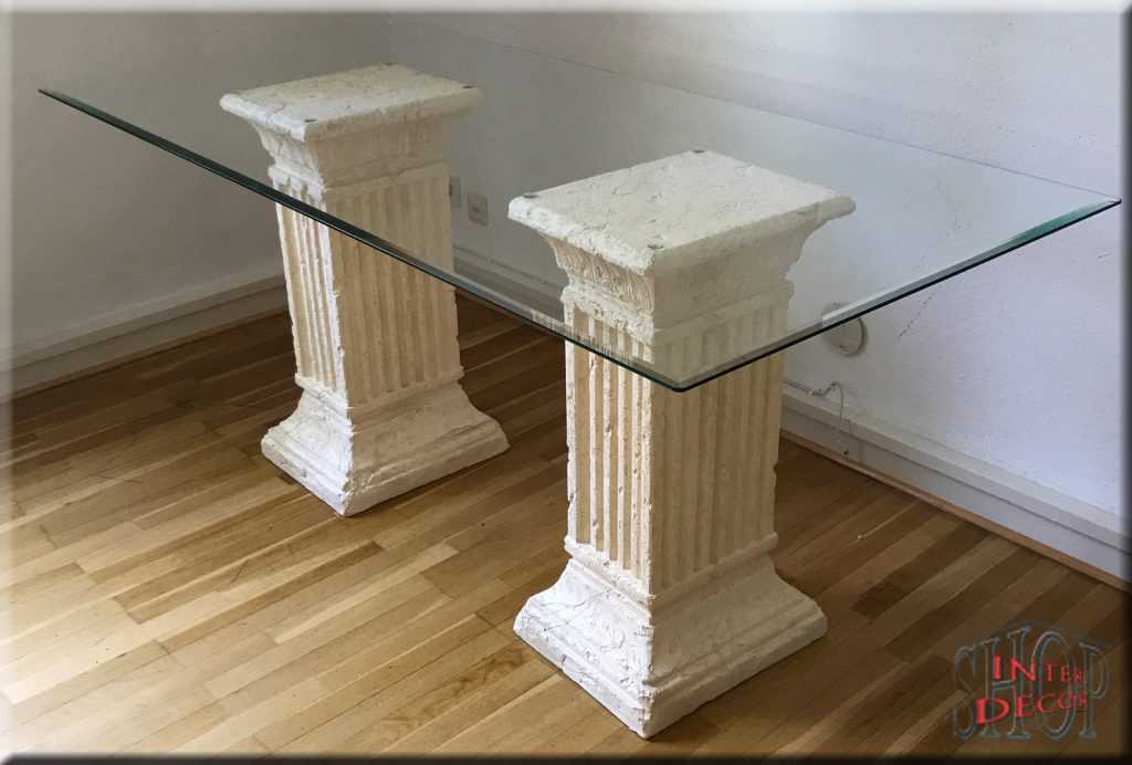 Esstisch Antik Wohnzimmertisch Säulen Tisch Glastisch STO ...