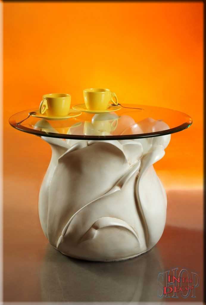 Beistelltisch Glastisch Blumentisch Tisch Design Rose STO D94 Kunstharz