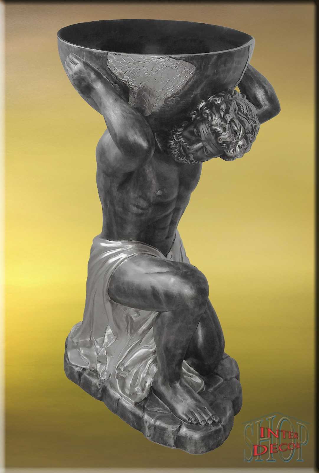 Obstschale Schale Atlas Welt Globus Skulptur Figur Globusbar Artefakt Aufsatz Antik Barock Ablage Mäander Griechische Römische Ägyptische Französische Dekoration Mythologie