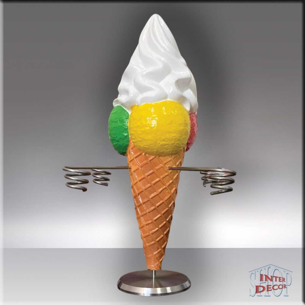 Eistüte-Eiswaffelhalter-Eiszauber-Deko-40-cm-Thekenaufsteller-Eisdielen-Kunstharz-wählbare-Eiskugelfarben