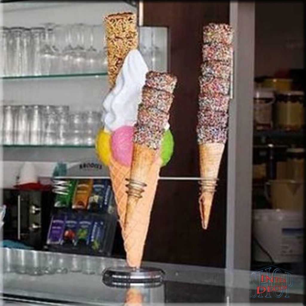 Eistüte-Eiswaffelhalter-Eiszauber-Deko-eishörnchen-40-cm-Thekenaufsteller-Eisdielen-Kunstharz-wählbare-Eiskugelfarben