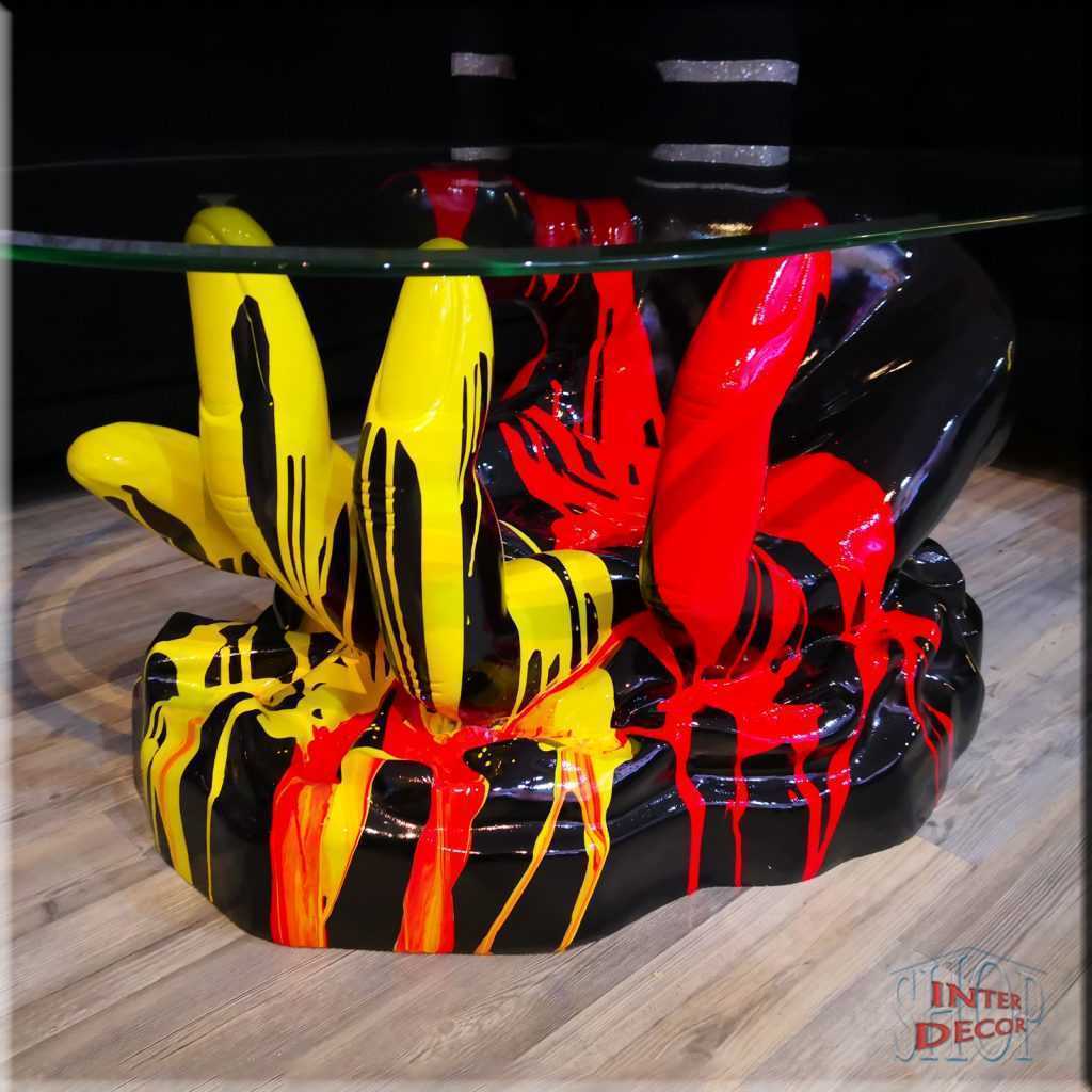 moderner Couchtisch-Glastisch mit Nationalflaggen Farben-einzigartiger Sofatisch mit Spritzlackierung