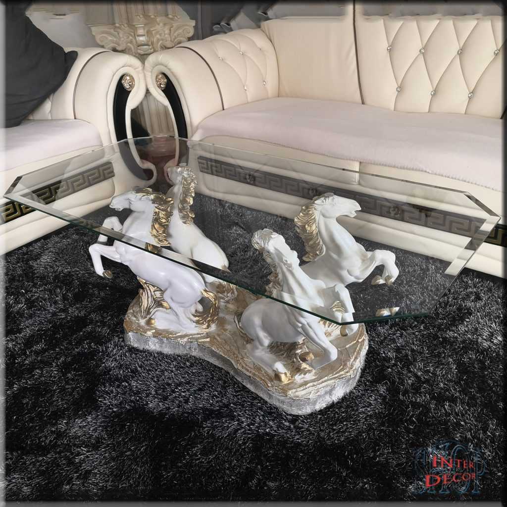 couchtisch-weiss-golddekor-mit-glasplatte-und-pferdemotiv