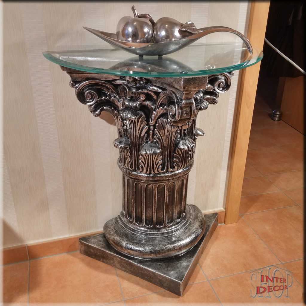 Beistelltisch-Glastisch-Blumentisch-Telefontisch-Antik-Wohnzimmertisch-Couchtisch-Designer