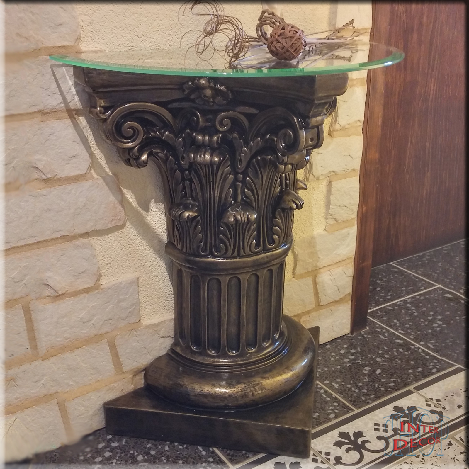 Beistelltisch-Glastisch-Kaffeetisch-Telefontisch-Antik-Wohnzimmertisch-Couchtisch-Designer