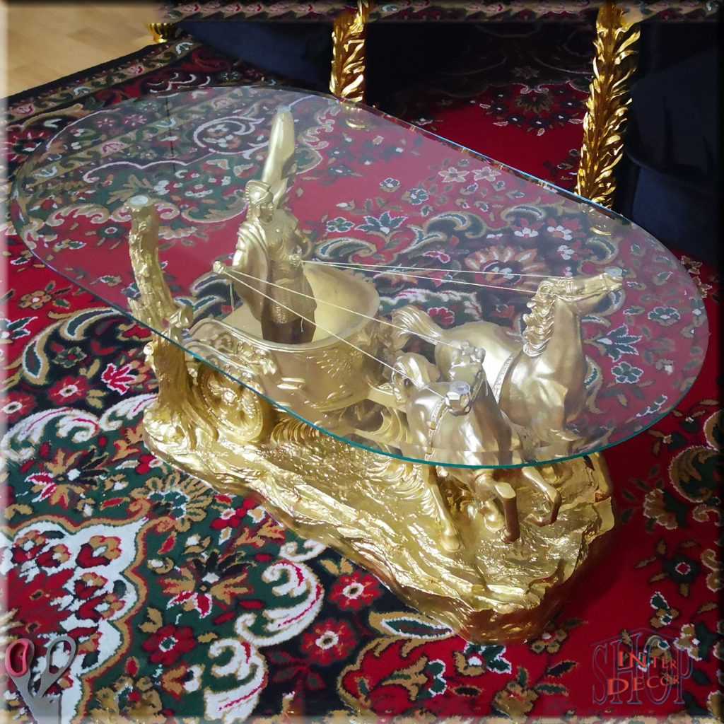 Couchtisch-Glastisch–Einzigartige Lackierung–Kunstharz–Modern–Elegant-Günstiger-Motiv Ben Hur