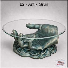 Glastisch Couchtisch mit Antik-Lackierung - Farben Muster - Antik Grün