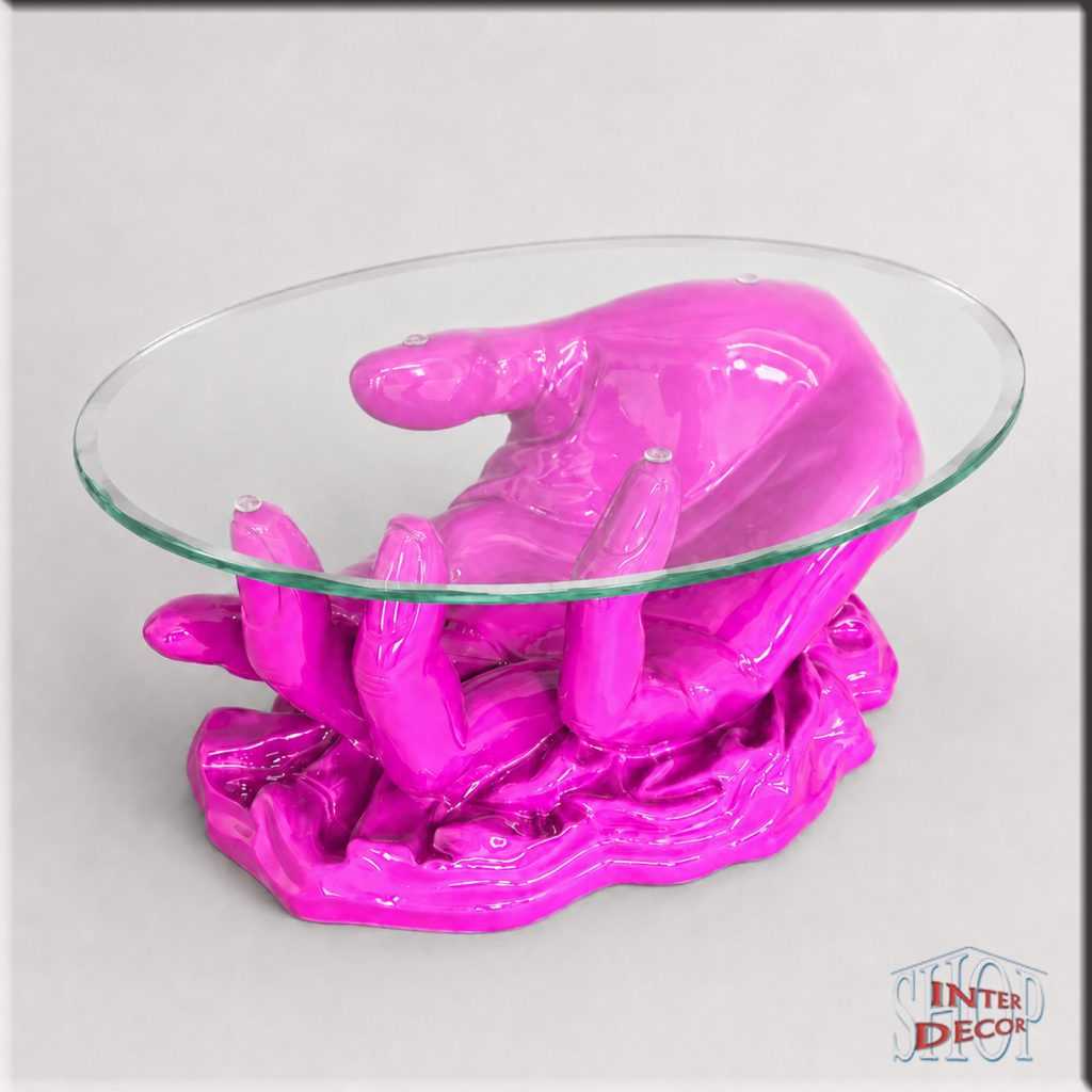 Design-Glastisch-aus-Kunstharz-Couchtisch-Magenta
