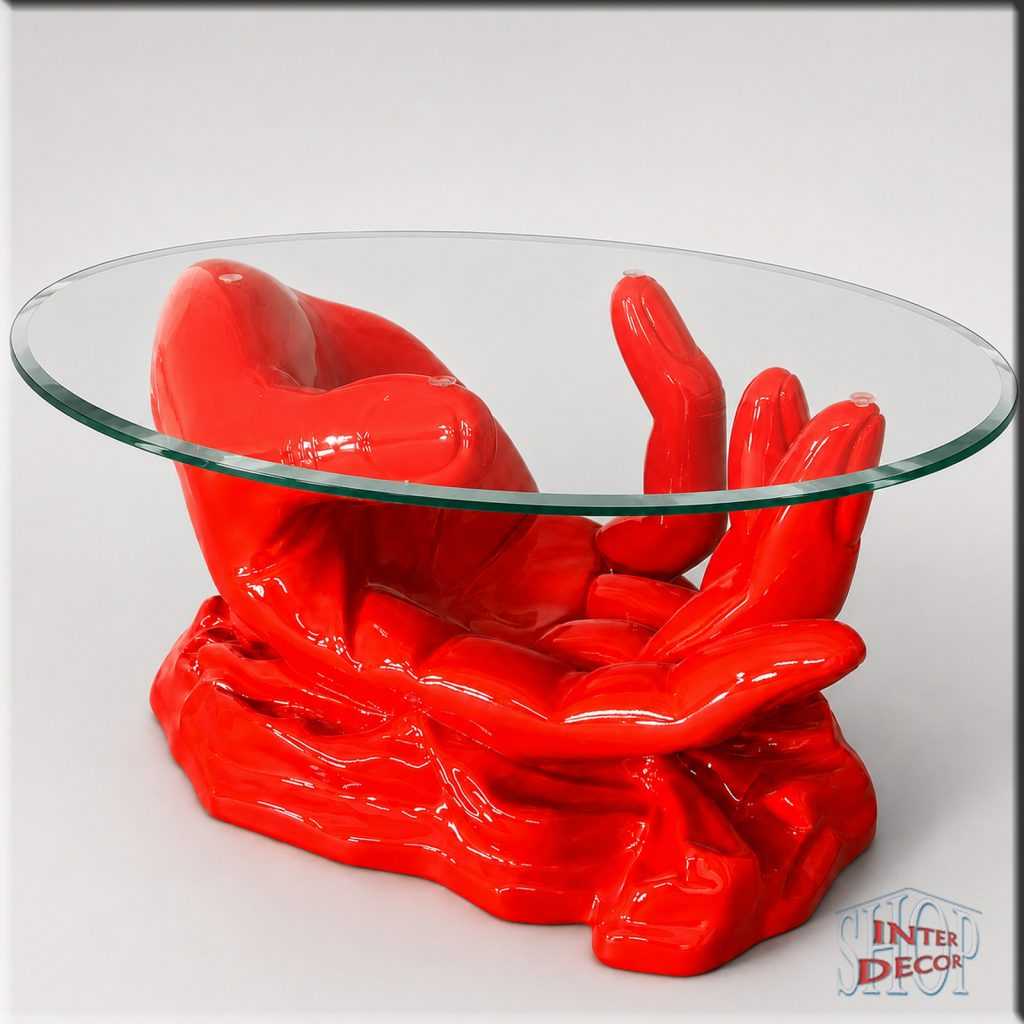 Extravagantes-Designmöbel-mit-Hand-Couchtisch-Glastisch-Farbe-Orange