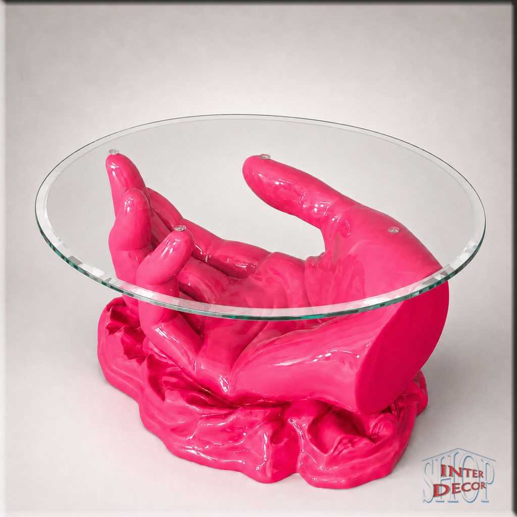 Couchtisch-mit-einer-Hand-Farbe- Pink-Sofa Tisch