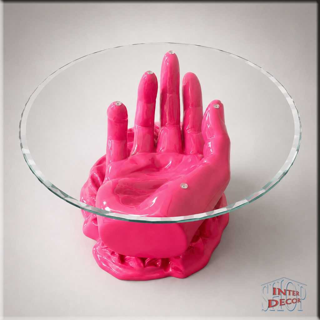 Glastisch-mit-elliptischer-Glasplatte-Pink