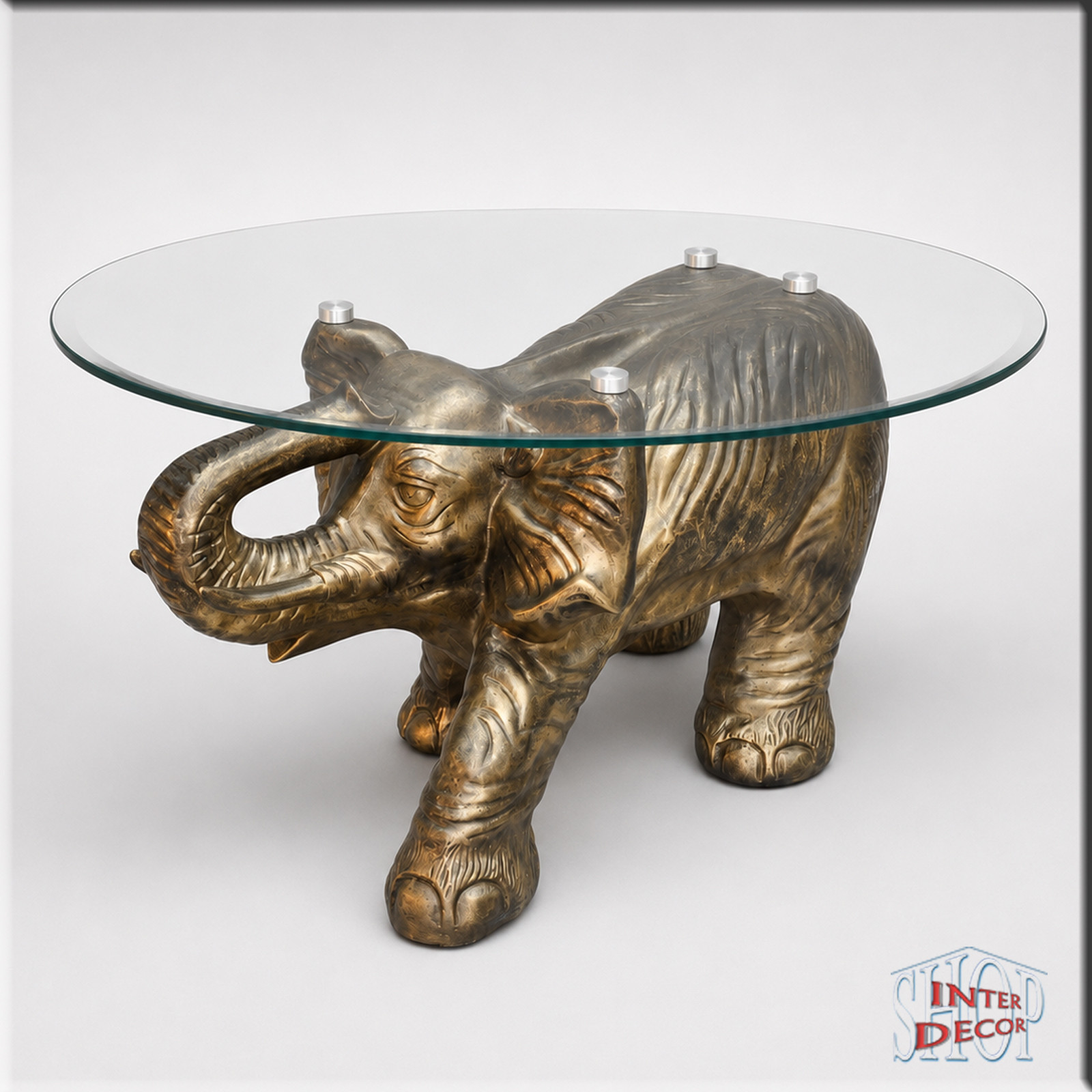 Elefanten-Couchtisch-Beistelltisch-Antik-Gold