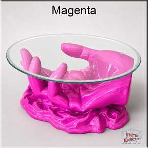 Glastisch Couchtisch mit Pop-Art-Lackierung - Farben Muster - Magenta