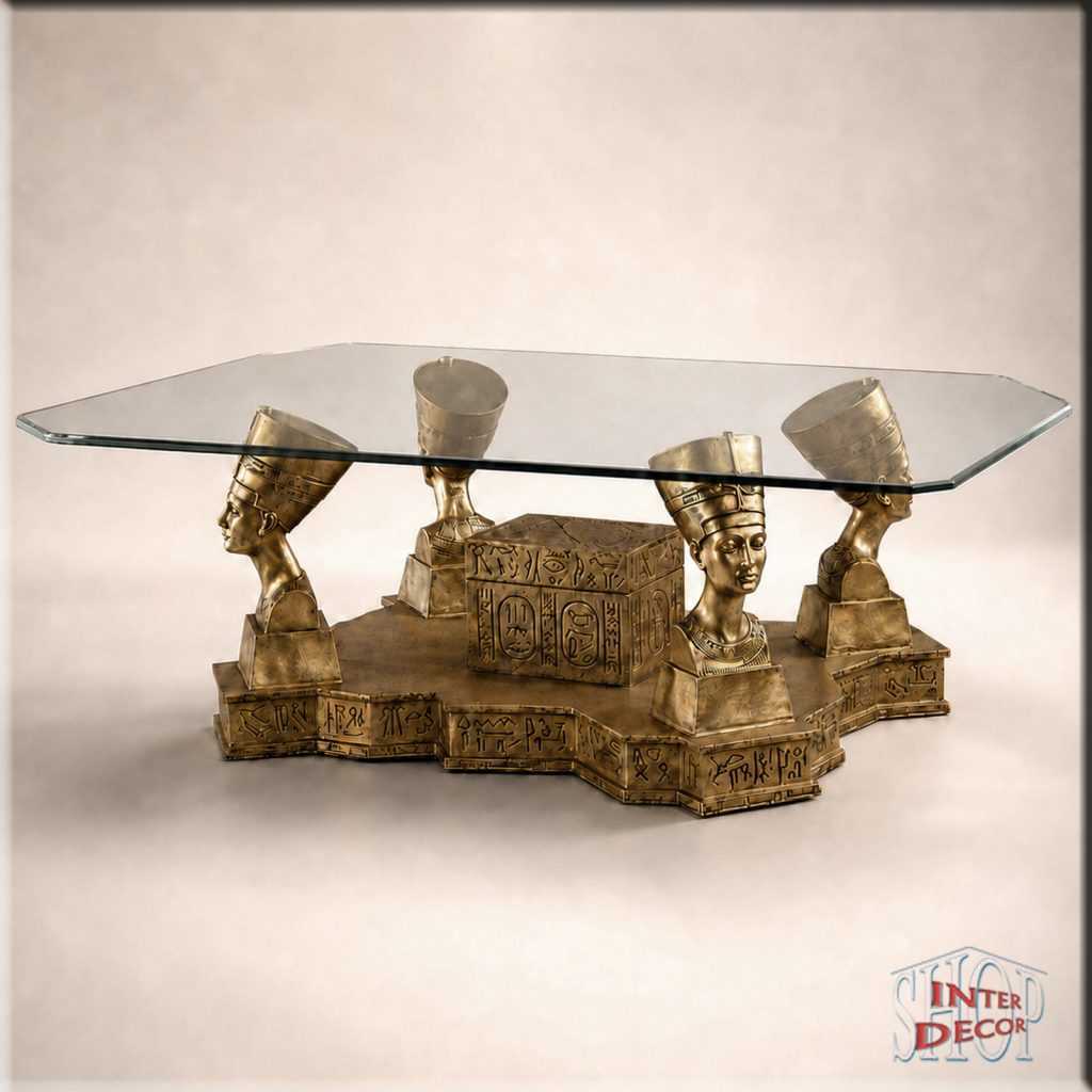 Couchtisch-Nofretete-Kunstharz-Antik-Gold
