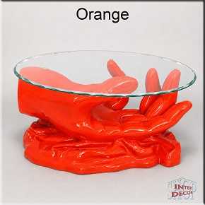 Glastisch Couchtisch mit Pop-Art-Lackierung - Farben Muster - Orange
