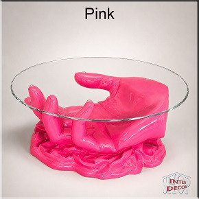 Glastisch Couchtisch mit Pop-Art-Lackierung - Farben Muster - Pink