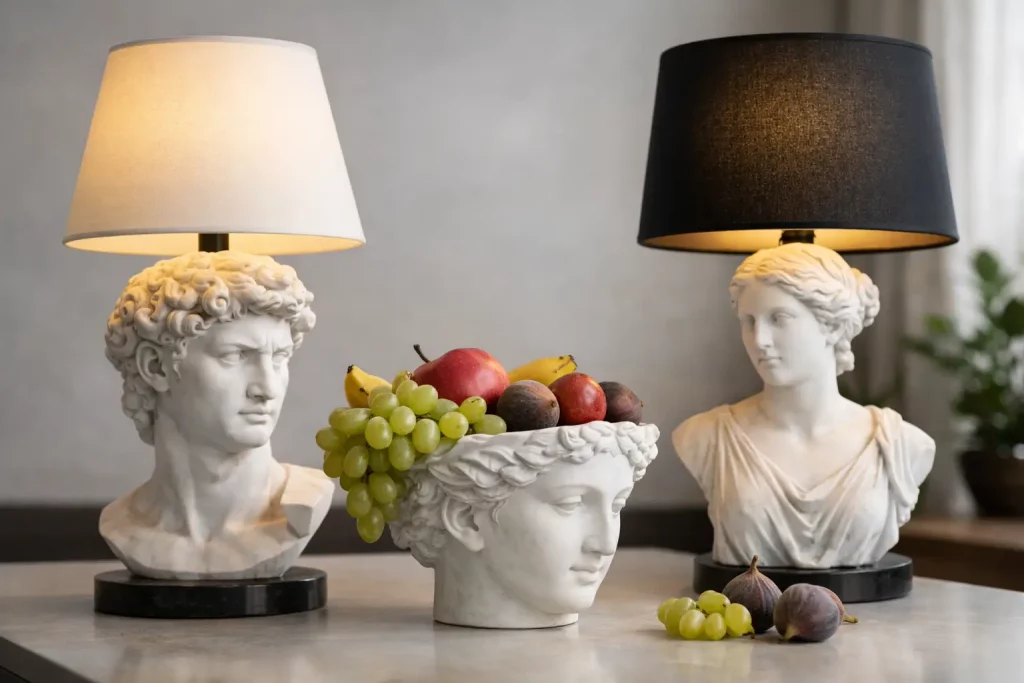 Griechische Skulpturen als Lampen Obstschalen oder Mini-Bar
