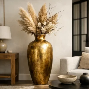 Große Bodenvase Antik Gold richtig in Szene setzen