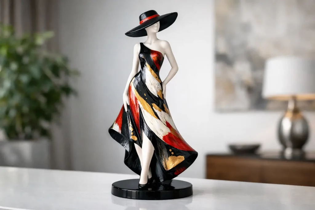 Handbemalte Kunstharz-Skulptur mit Stilwirkung