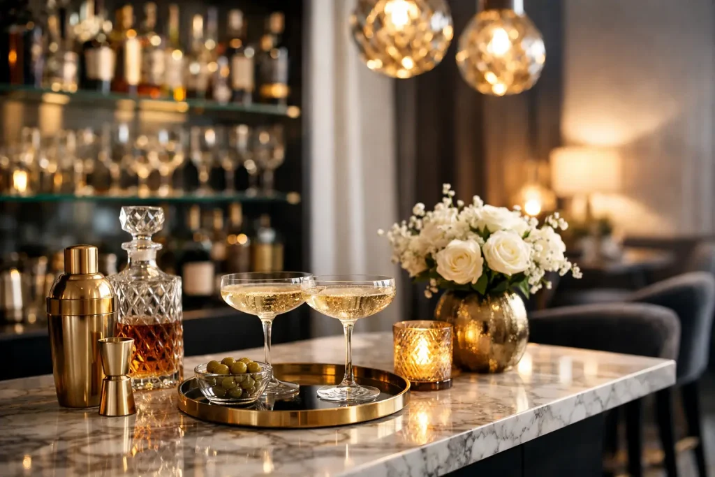 Barbereich glamourös dekorieren: 9 Ideen